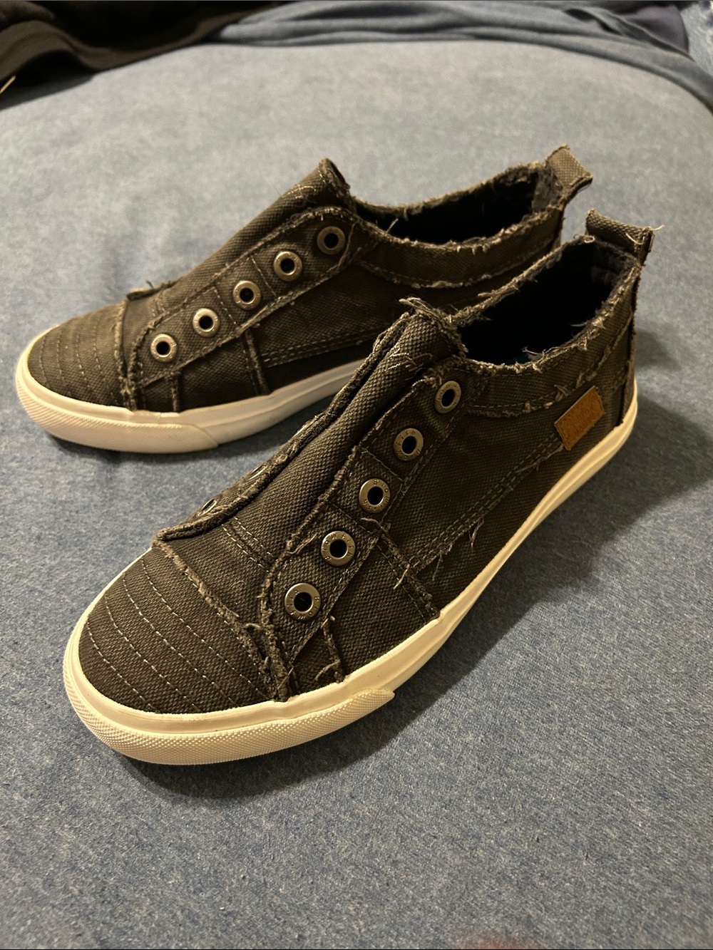 Blowfish black denim slip on sneakers